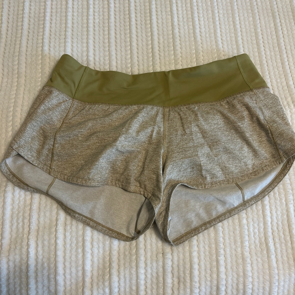 Olive and Gray Women's Athletic Shorts